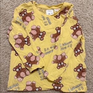 Zara Kids Long Sleeve Yellow Bear Tee